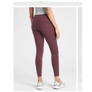 Athleta Headlands Hybrid Tights Women's Mid Rise Ankle Antique Burgundy Size 12
